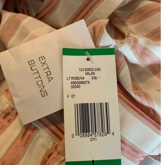 Jones New York Womens L Button Down Long-sleeved V-neck peplum Blouse Top NWT - Picture 9 of 10